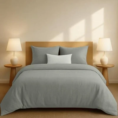 Afbeelding van Dreamzie Beddengoedset 200x220 in versterkt katoen Antraciet Dekbedovertrek en 2x kussensloop 80x80 cm Oeko Tex gecertificeerd 3 delig