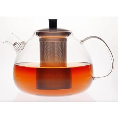 Afbeelding van Hanseküche Premium theepot 1500 ml glazen theemaker zeer hittebestendige theepot, kan, van borsilicaatglas afneembaar en verwijderbaar roestvrij staal zeef opvangdraad
