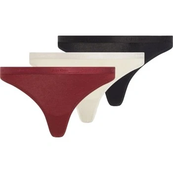 Afbeelding van Calvin Klein Underwear Modern LOGO Holidaythong 3 PACK String, Dames, Maat: Medium, Black/cocoon/syrah