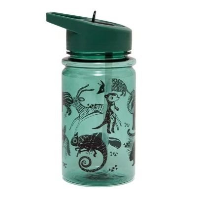 Afbeelding van Petit monkey drinkfles black animals salie 400 ml
