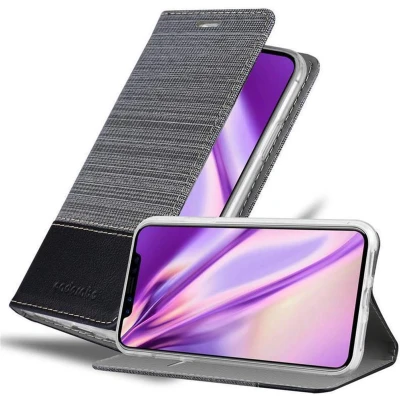 Afbeelding van Cadorabo Hoesje geschikt voor Apple iPhone X / XS in GRIJS ZWART Beschermhoes met magnetische sluiting, standfunctie en kaartvakje Book Case Cover Etui