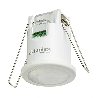 Afbeelding van Oktaplex Ron Inbouwbewegingsmelder Binnen plat 360 graden/8 m infrarood sensor plafondbewegingsmelder 3 draads 230V LED geschikt