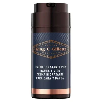 Afbeelding van King C. Gillette Vochtinbrengende crème voor gezicht en baard, vermindert de huid geur C, vitamine B, 100 ml, baardverzorging, cadeau idee heren