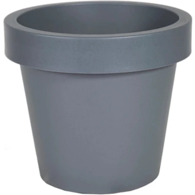 Afbeelding van Mega Collections Plantenpot/bloempot kunststof grijs buiten D25 x H22 cm Plantenpotten