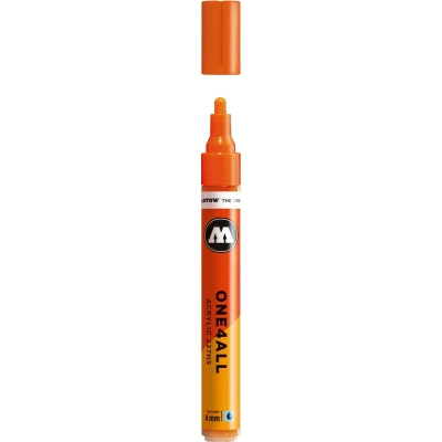 Afbeelding van Molotow ONE4ALL 4mm Acryl Marker Oranje Geschikt voor vele oppervlaktes zoals canvas, hout, steen, keramiek, plastic, glas, papier, leer...