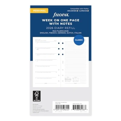 Afbeelding van Filofax Persoonlijke week per pagina met notities 5 taal 2026 dagboek 26 68409