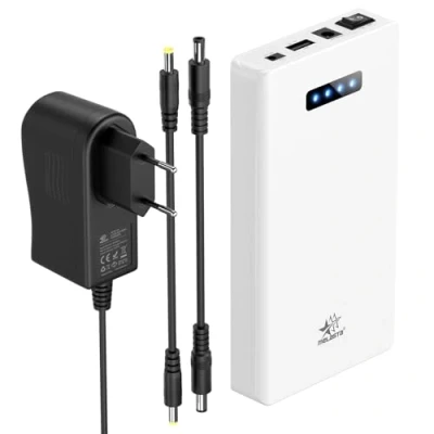 Afbeelding van melasta Li ION Externe accu, 5200 mAh, 12 V/5 A/DC 9 V/1,5 5 V/2 A, USB, draagbare powerbank met oplader 3 uitgangspoorten en 1 ingangen, compatibel ledstrip, auto DVR, CCTV camera
