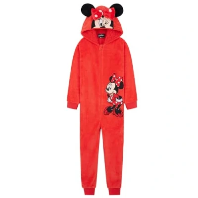 Afbeelding van Disney Stitch Onesie voor Kinderen Fleece Pyjama Lounge Wear Eeyore Minnie Mouse Geschenken (Rood Minnie, 2 3 Jaar)