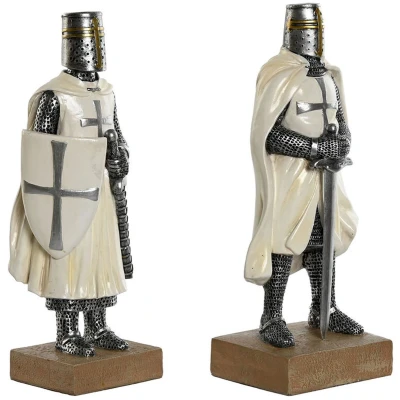 Afbeelding van Decoratieve figuren Home ESPRIT Wit Zilverkleurig Hars 10 x 8 25 cm (2 Stuks)
