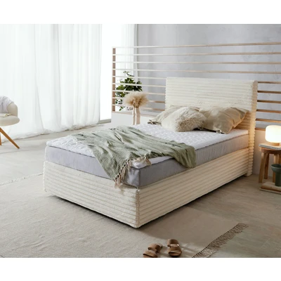 Afbeelding van DELIFE Boxspringbed Dream Well pluche koord beige 120x200 cm TFK matras Visco topper