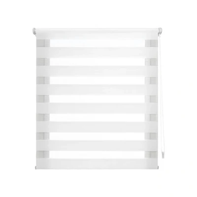 Afbeelding van Decorblind Dubbellaags rolgordijn zonder gereedschap en boren, afmetingen rolgordijn: 30 x 150 cm/stofmaat: 27 145 cm, wit, voor ramen
