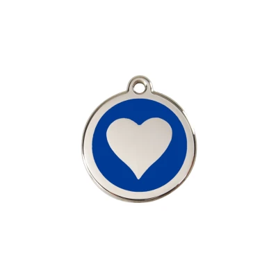 Afbeelding van Heart Navy roestvrijstalen hondenpenning small/klein dia. 2 cm RedDingo
