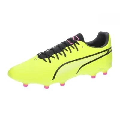 Afbeelding van Puma KING PRO FG/AG Voetbalschoenen met kunststof noppen, Heren, Maat: 43, Electric lime/black/poison pink Kunststof/ textiel