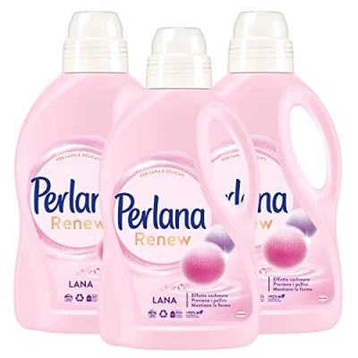 Afbeelding van Perlana Renew Wol en delicate vezelverzorging, vloeibaar wasmiddel voor wasmachine handwas, 3 flessen à 1,44 l