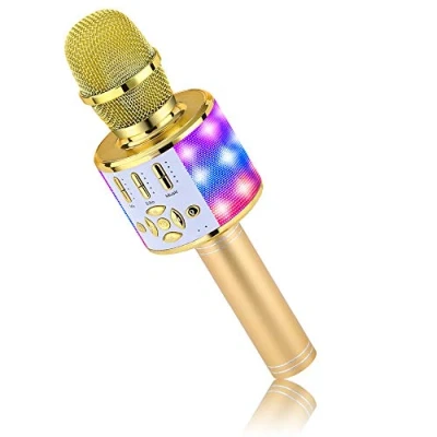 Afbeelding van BONAOK Magic Sing Karaoke Microfoon,Bluetooth Microfoon Kinderen, 4 in 1 Microfoon, Draadloze Bluetooth Karaoe voor Thuis Party,Compatibel met iPhone/Android (Goud)