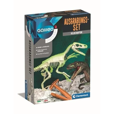 Afbeelding van Clementoni Galileo Discovery Velociraptor opgravingsset voor kinderen vanaf 7 jaar, uitgraven van dinosaurusfossielen met hamer en beitel, kleine onderzoekers 59174