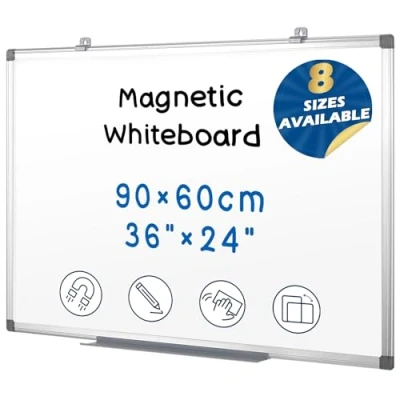 Afbeelding van Swansea Magnetisch Wit Bord A1 Droog Veeg Board voor Kantoor School Thuis, Muurmontage, Aluminium Frame, 90X60cm