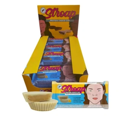 Afbeelding van Eiwitsnack 20 stuks Stroap Peanut White Chocolate Eiwit Choco Cup (High Protein Low Carb / Hoog Suikerarm)