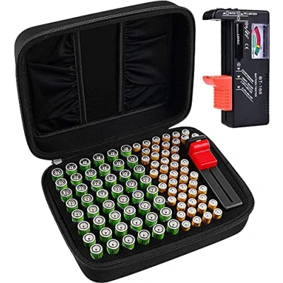 Afbeelding van Comecase Harde batterij opbergdoos maat M: 96 stuks + tester.