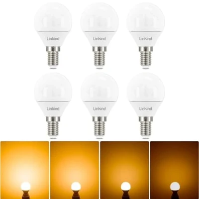 Afbeelding van Linkind Dimbare 4,5W Golf P45 lamp, 40W gloeilamp vervangt, 2700K warm wit, AC 220 240V, CE/RoHS/ErP gecertificeerd, verpakking van 6 stuks