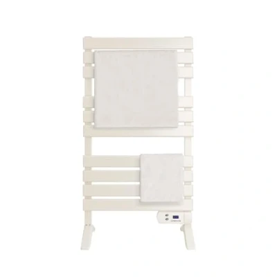 Afbeelding van CREATE Warme handdoekhouder, 500 W, elektrisch, gebroken wit, met voeten, 103 x 5 55 cm, voor vloer of muur, timer, lcd display, laag stroomverbruik, thermostaat
