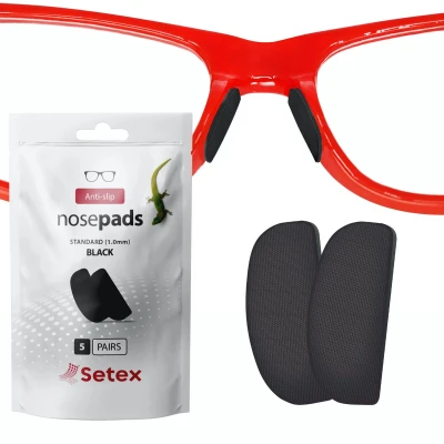 Afbeelding van Setex GeckoGrip neusvleugels (5 zwarte paren) antislip voor brillen, gemaakt in de VS, microgestructureerde vezels, ultrasterke grip en ultrazachte, zelfklevende lijm, 1 x 7 16 mm