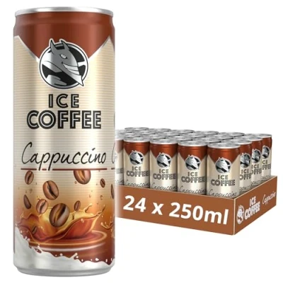 Afbeelding van HELL ijskoffie cappuccino 24 x 250 ml blikjes multipack 40 mg/100 cafeïne Bevat echte Arabica &amp; Robusta koffiebonenextracten 75% UHT melk conserveermiddel vrij klaar om te