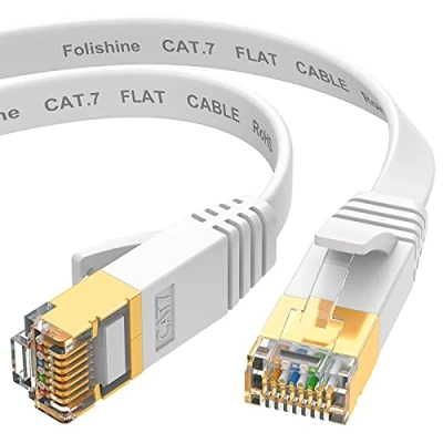 Afbeelding van Folishine Ethernet kabel, 5 m, Cat7 High Speed Internet met vergulde RJ45 stekker, afgeschermde LAN kabel voor netwerkswitch, sneller dan Cat5/Cat5e/Cat6 kabels, wit