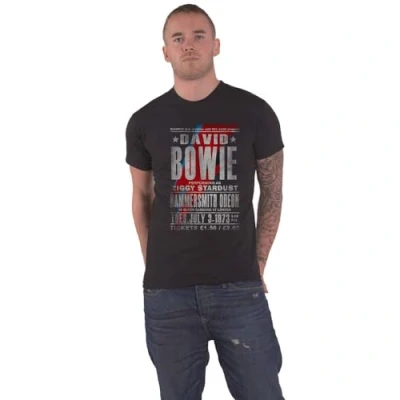 Afbeelding van David Bowie Hammersmith Odeon Heren T shirt L Zwart