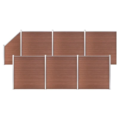 Afbeelding van Schuttingset 6 vierkant en 1 schuin 1138x186 cm HKC bruin