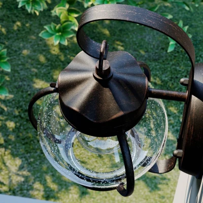 Afbeelding van Lindby buitenwandlamp Gerlo, bruin, aluminium, hoogte 26 cm