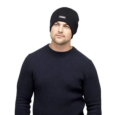 Afbeelding van Heren Heatguard Gebreide Beanie Hoed GL389 met Echte Thinsulate Voering Zwart of Donker Grijs