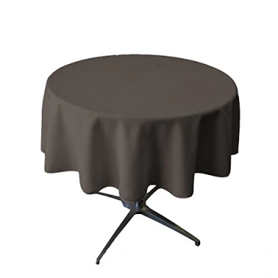 Afbeelding van LA Linen Polyester Poplin rond tafelkleed, 58 inch, houtskool, 147,3 x 0,04 cm