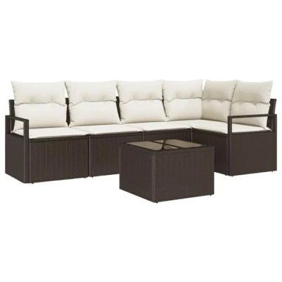 Afbeelding van vidaXL 5 delige Tuin Sofa Set met Kussens Grijs Poly Rattan