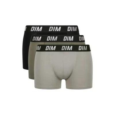 Afbeelding van DIM Boxer 3 PACK Boxershort, Heren, Maat: 5, Noir/vert olive/taupe