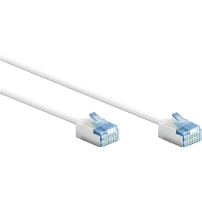 Afbeelding van goobay 74336 CAT 6A patchkabel slim/ultraflexibele RJ45 netwerkkabel U/FTP CU/dunne Ethernet kabel met korte stekkers/10 Gbit/s LSZH, knikbescherming/wit 2m
