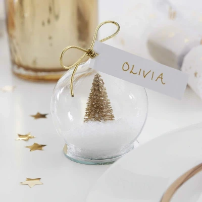 Afbeelding van Ginger Ray Golden Glitter Sneeuwbal Gouden Boom Kaarthouder (4 stuks)