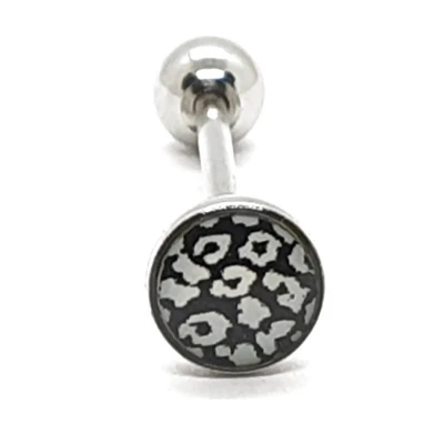 Afbeelding van Tong Piercing Panterprint Zwart/Wit