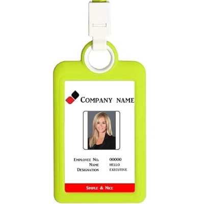 Afbeelding van Badge Houder ID Kaarthouder Verticaal met Lanyard Silicon Neck Strap Heavy Duty kaart Visitekaartje Kantoor Levert Groen
