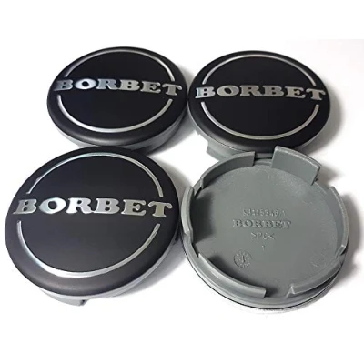 Afbeelding van Borbet velgdoppen, 4 stuks, mat zwart en zilver, 55 mm