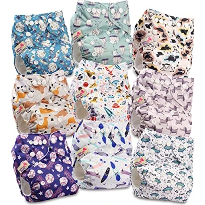 Afbeelding van Littles and Bloomz Herbruikbare baby pocketluier, standaard drukknoop, 9 luiers, FLP2 0901