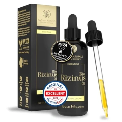 Afbeelding van biologische ricinusolie 100 ml 100% puur, natuurlijk en koudgeperst voor haar, wimpers, wenkbrauwen, baard nagels Koudgeperste Veganistisch