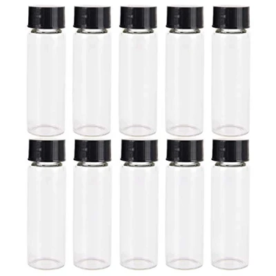 Afbeelding van LCOUACEO 25 stuks heldere glazen flesjes monster flessen met plastic schroef zwarte dop transparante lab flacons cosmetische container 30 ml (1 oz)