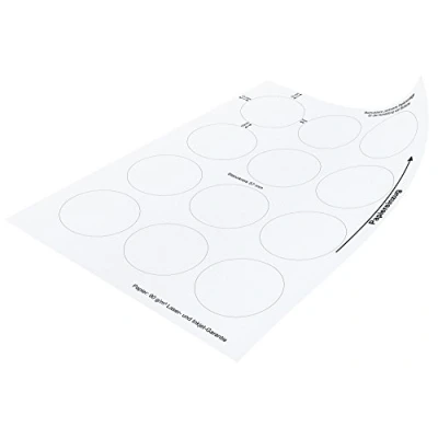 Afbeelding van Buttonpapier (cirkeldiameter: 57,2 mm) voor 56 mm knoppen om zelf te maken, A4 printsjablonen, 25 vellen (300 papiercirkels), wit, 100 g/m²