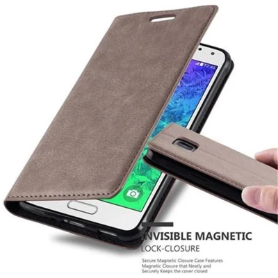 Afbeelding van Cadorabo Hoesje geschikt voor Samsung Galaxy ALPHA in KOFFIE BRUIN Beschermhoes Case magnetische sluiting Cover