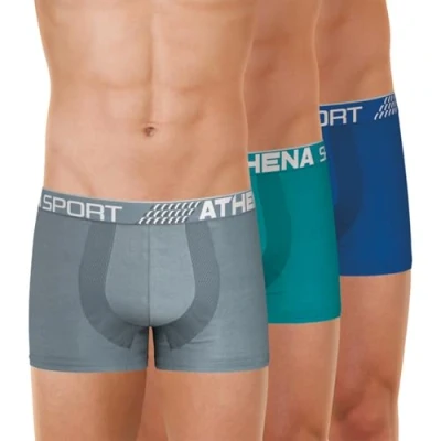 Afbeelding van Athena Fresh, set van 3 boxershorts voor heren, grijs/lagon/blauw, M