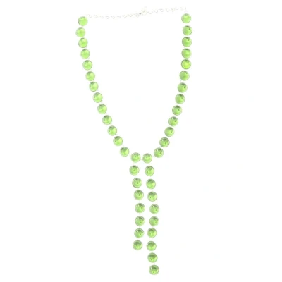 Afbeelding van Behave Dames ketting zilver kleur met groene stenen en hangers 47 cm