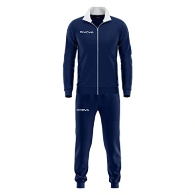 Afbeelding van Givova Italiaanse sport merk trainingspak voor heren in kleur Blauw vest ritssluiting zijzakken hoge kraag maat 4XL