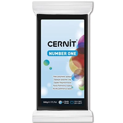 Afbeelding van Cernit CE0900500100C Block modelleermassa (polymeer) NUMBER ONE, ovenhardend, direct te gebruiken, 500 g, ideaal voor doe het zelf, sieraden en figuren, beginners hobbykunstenaars, zwart, 1
