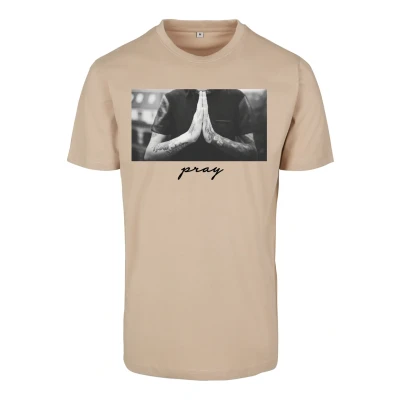 Afbeelding van Mister Tee PRAY Tshirt print, Heren, Maat: XS, Sand